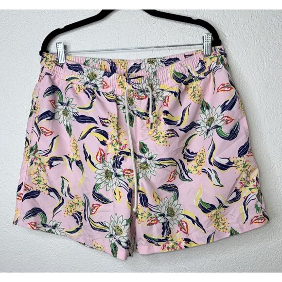 Polo Ralph Lauren Swim Trunks Pink Floral Size XL Lightly Lined Pockets Shorts Q